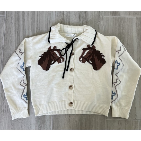 Altar'd State Sweaters - Altar'd State Horse Print Western Cardigan Sweater Cream Equestrian Ranch Size S